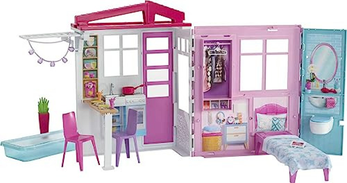 Barbie Casa De Muñecas , Juego Portátil Con Asa De Transport