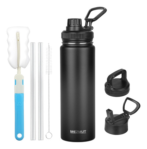Botella De Agua Aislada 24 Oz Acero Inoxidable Con Pajita Y
