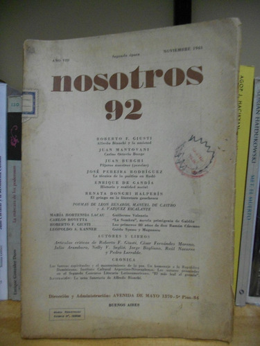 Imagen 1 de 8 de Revista Nosotros Nº 92 1943