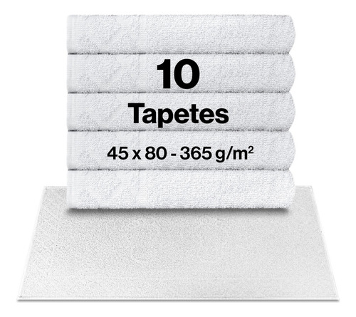 Kit 10 Peças - Tapete Piso De Banheiro - Pé - 400 G /m² Branco