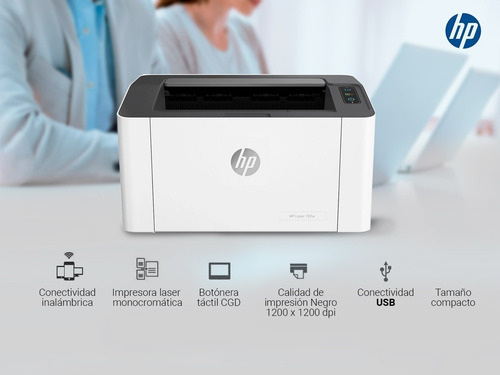 Imagen 3 de 3 de Impresora Chipeada Hp Laser 107w Usb Wifi Monocromatica