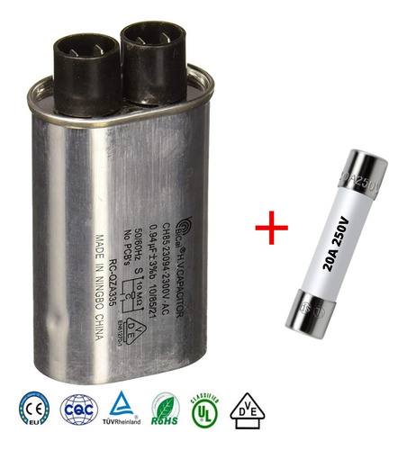 Capacitor Microondas 0.94 Uf 2100v Con Fusible 20a 250v