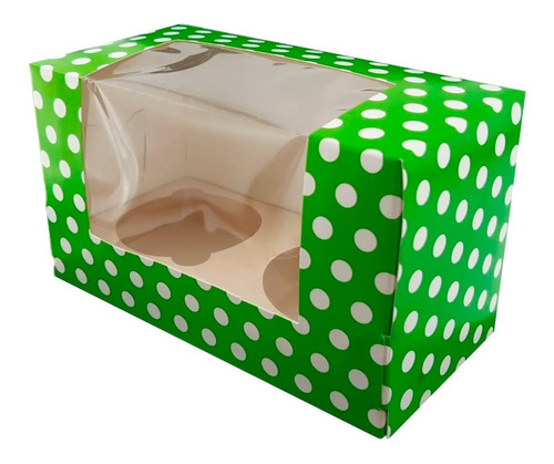 Media Docena Cajas Para 2 Cupcakes Con Lunares