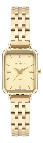 Relógio Technos Feminino Dourado Social Mini Gl32ao/1x Cor do fundo Amarelo