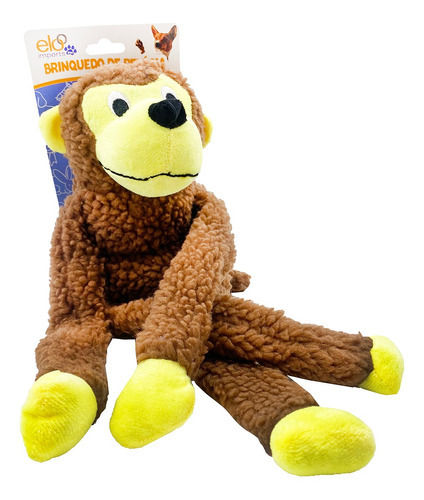 Brinquedo Mordedor Pelúcia Macaco Grande Com Apito 45 Cm Pet Cor Marrom