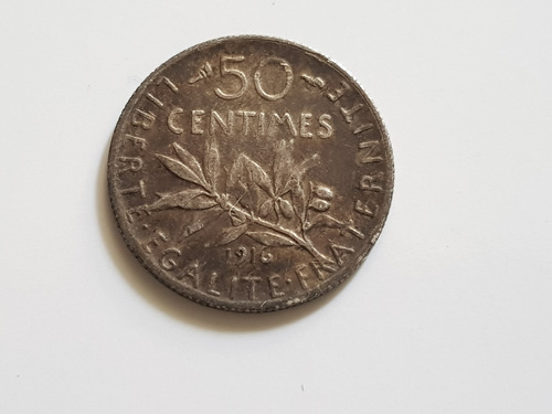 Moneda Francia De Plata 1916 50 Cent Coleccion Franco