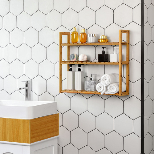 Songmics Estantería De Pie Baño 3 Niveles 60 X 15 X 54 Cm Color Marrón Claro