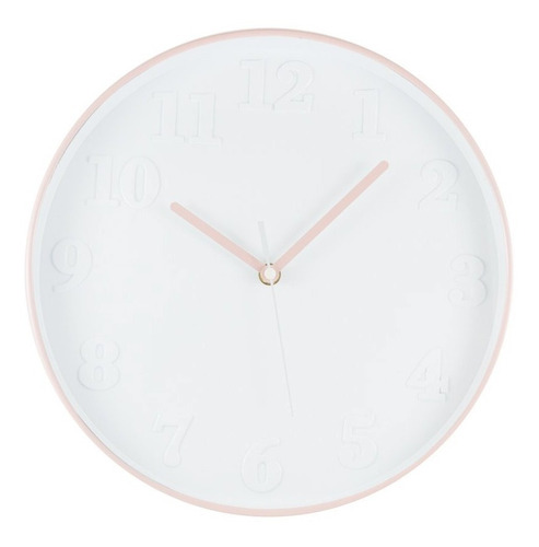 Reloj Redondo Pared Rosa Fondo Blanco 30cm