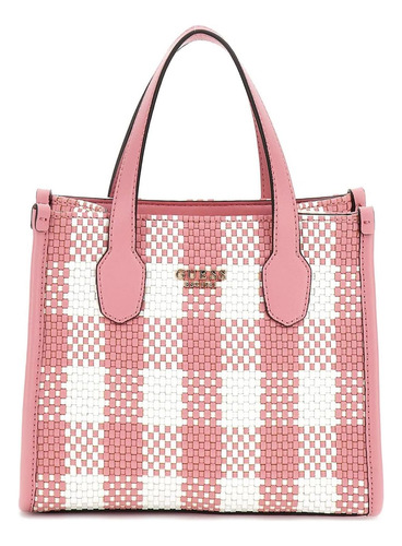 Guess Mini Bolso Tote Silvana Con Doble Compartimento, Rosa