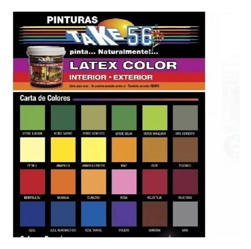 Pintura Latex De Color X 4 Litros, Interior Exterior, Take56