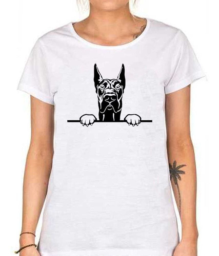 Remera De Mujer Perro Gran Danes Silueta Vector