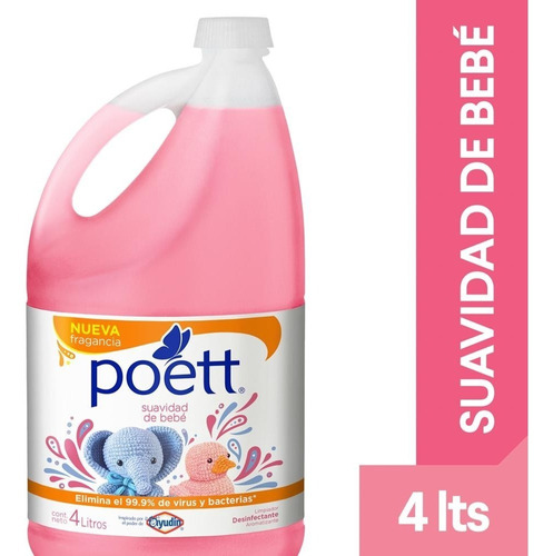 Limpiador Desinfectante Liquido Poett Suavidad De Bebe X 4lt