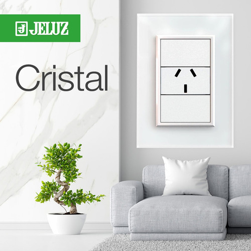 Imagen 2 de 7 de Tomacorriente Bipolar + Tierra Completo Armado Jeluz Cristal
