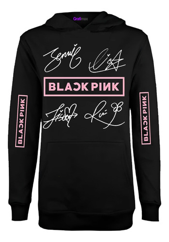 Polerón Black Pink Shield Koreano K-pop Capucha Grafimax