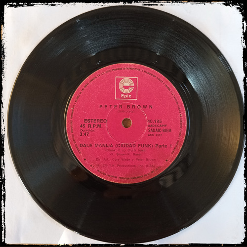 Peter Brown - Crank It Up Funk Town  1979 Vinilo Single