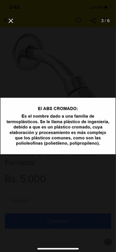 Regadera Abs Acromado Fermetal