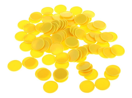 100 Unids Fichas De Chips Plástico Cóncavo Amarillo