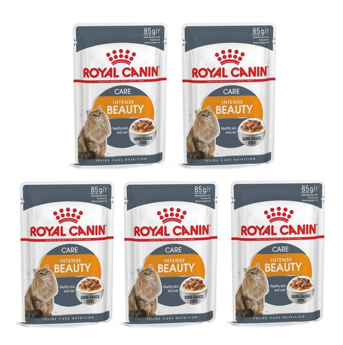 Kit 5 Un. Ração Wet Intense Beauty 12 - 85gr Royal Canin