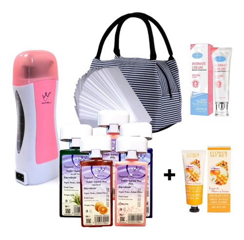 Imagen 1 de 6 de Kit Depilación 6 Ceras 300 Bandas Crema Aclarante Lonchera T