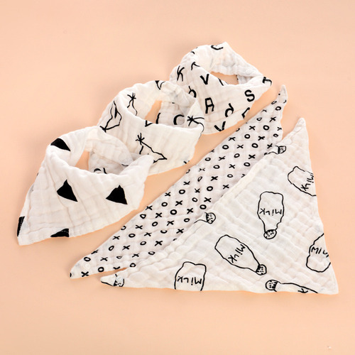 D Babero De Algodón 4 Capas Con Broche For Bebé Zebra