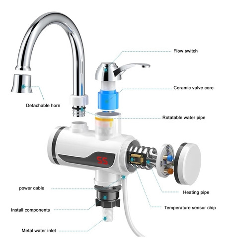 Caño Calentador Grifo Instantáneo De Cocina Agua Caliente 