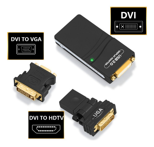 Adaptador De Vídeo Gráfico Externo Usb 2.0 A Dvi/vga/compati