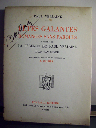 Adp Fetes Galantes Romances Sans Paroles Paul Verlaine /1937