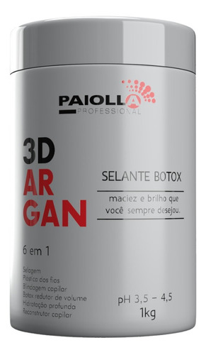 Paiolla Btox 3d Argan 6 Em 1 Máscara Reconstrutora 3d 1kg