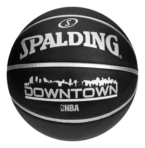 Pelota Basquet Spalding N° 7 Nba Downtown Outdoor Basket Goma Exterior Indoor Color Negro - Downtown