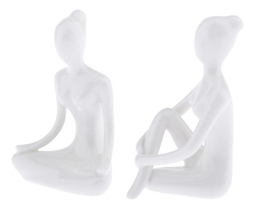 2 Uds Estatuas De Yoga Para El Hogar Cerámica Escultura De