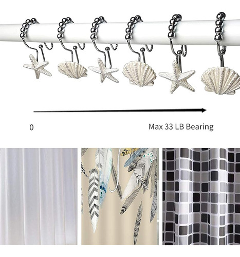 Ganchos Para Cortina De Acero Inoxidable Forma Concha 12 Pz