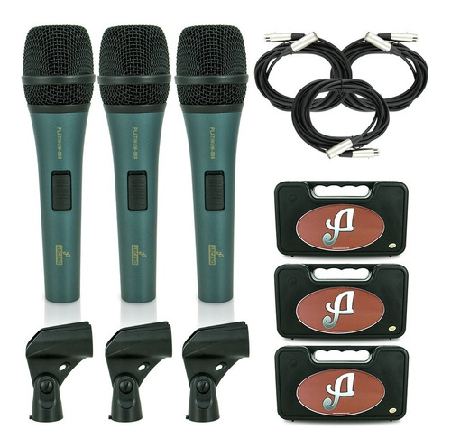 Kit 3 Microfones Dinâmicos Arcano Platinum-s88 Xlr-xlr = A35