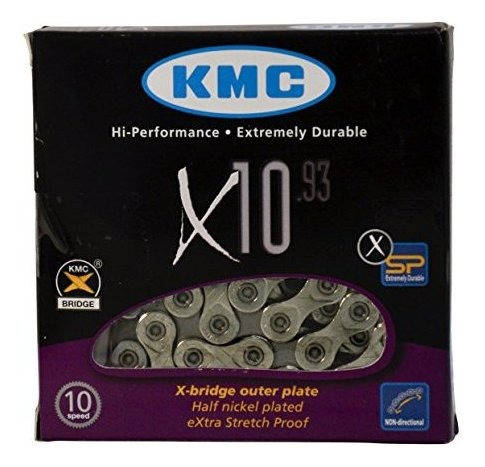 Kmc X1093 Niquel Chapado 116 Enlace Cadena De 10 Velocidades