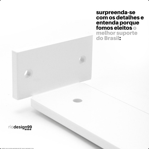 40cm - Mão Francesa Cantoneira Branca Invisível - rio design99 - Ferro Aço Suporte Para Prateleira Reforçada Resistente Industrial Madeira Bancada Estante s56