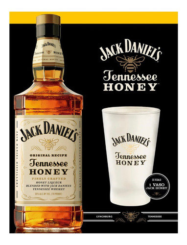 Whiskey Jack Daniels Honey 750cc + 1 Vaso De Regalo.