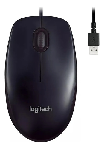 Mouse Logitech M90 Óptico Preto Usb Com Fio Original C/ Nfe