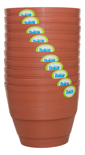 Juego De 10 Macetas De Plástico 16lt Color Terracota Dakar