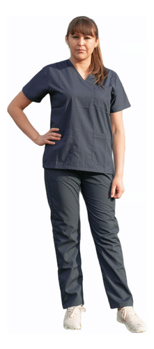 Oferta! Ambo Clásico Cuello V Unisex Hl Ambos Negro Lisa 46