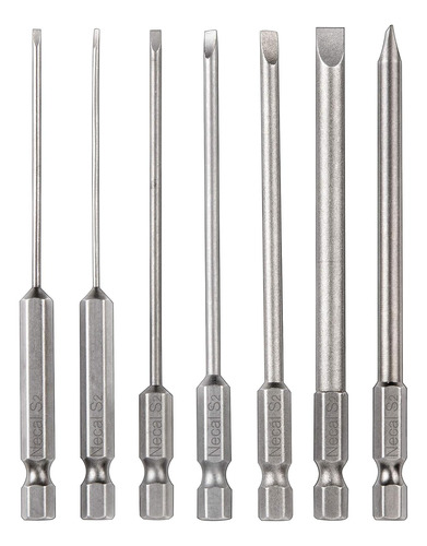 7 Pack Flat Head Slotted Tip Screwdriver Bit Set 100mm/4 Inc