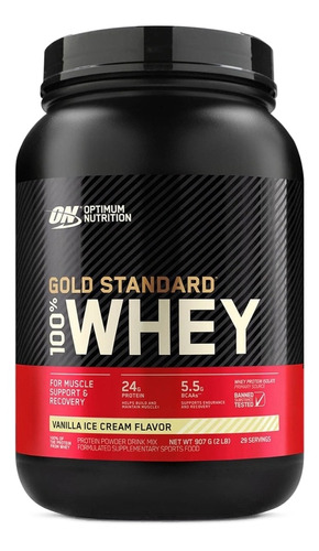 Imagen 1 de 2 de Suplemento en polvo Optimum Nutrition  Gold Standard 100% Whey proteína sabor vanilla ice cream en pote de 907g