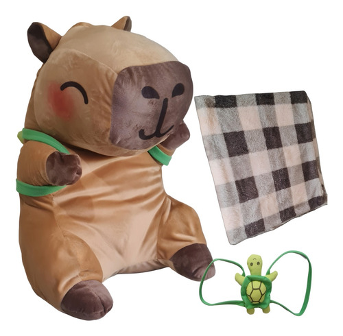 Peluche Capibara Con Manta Marrón Claro