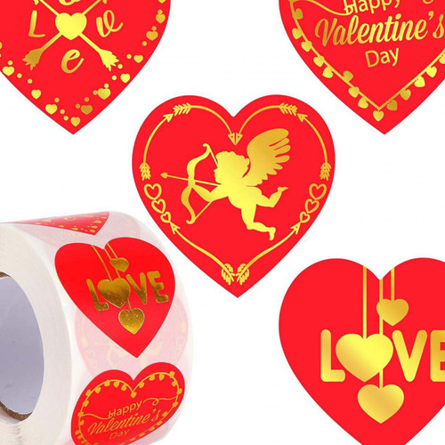 Rollo De Pegatinas De Corazón De 500 Piezas, Etiquetas
