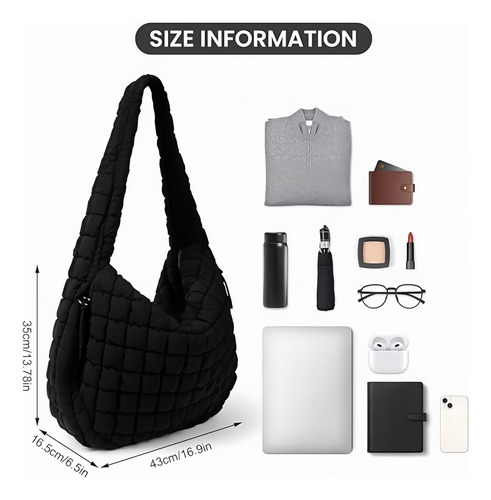 Bolso Tote Acolchado Para Mujer: Bolsa Puffer Grande Hombro
