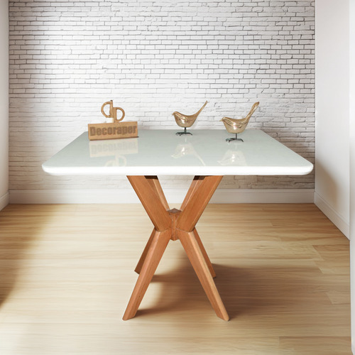 Mesa Jantar Pandora Tampo Retangular Laca Com Vidro 120x70cm