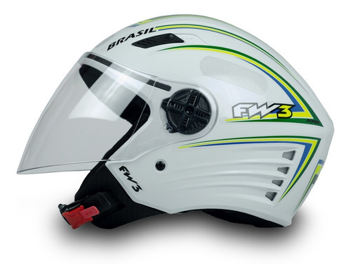 Capacete Fw3 Para Moto X Open Branco Brasil Tamanho 60