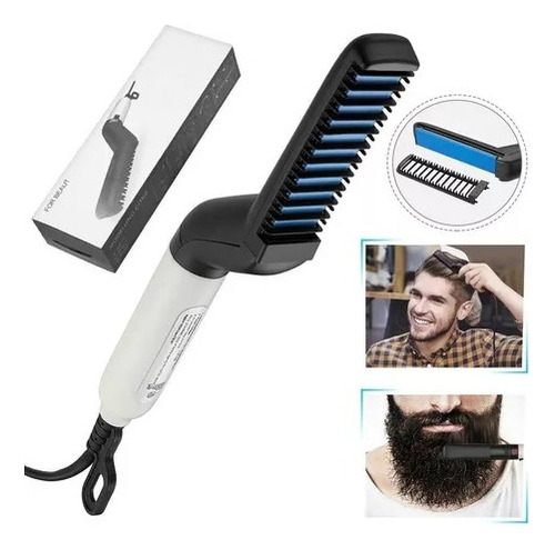 Alisador de barba e cabelo masculino For Beaut preto/branco 220v