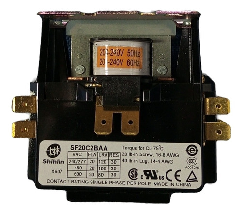 Contactor Shihlin Electric 2 Polos 20amp 208-240v