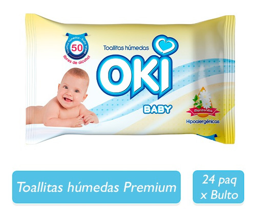 Oki Toallitas Húmedas Manzanilla 50 Unid X 24 Paq