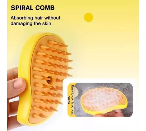 Cepillo De Baño Para Mascota Masaje Cepillado Y Spray Color Amarillo
