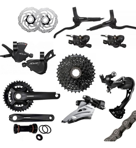 Kit Grupo Transmissão Completo Shimano Alivio 2x9 C/freios